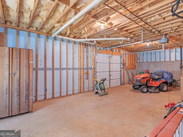 garage with a garage door opener