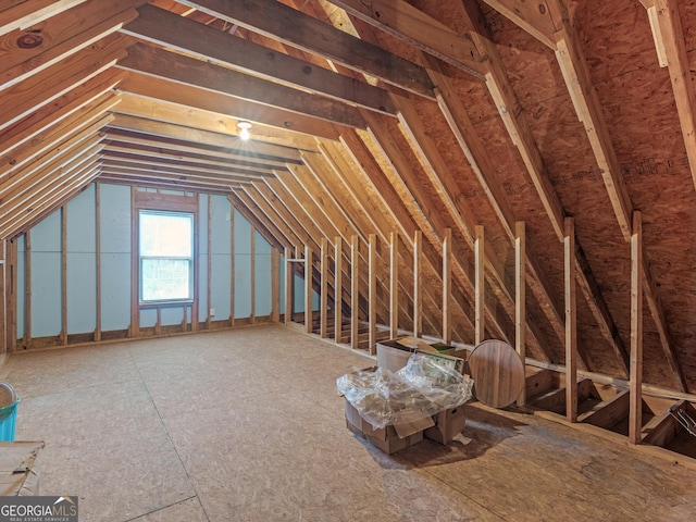 view of unfinished attic