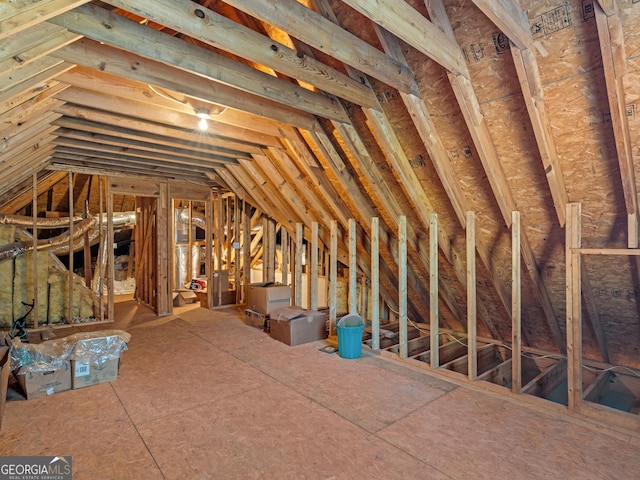 view of unfinished attic