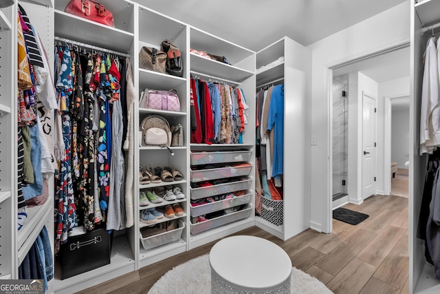 spacious closet featuring wood finished floors