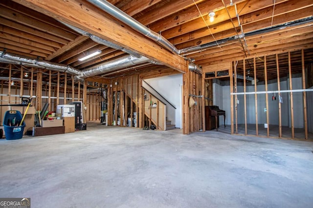 unfinished basement with stairway