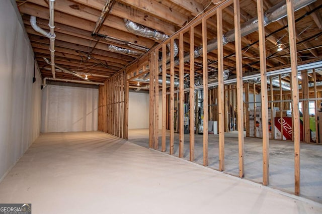 view of unfinished basement