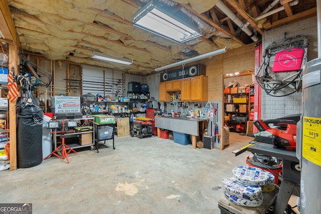 interior space featuring a workshop area