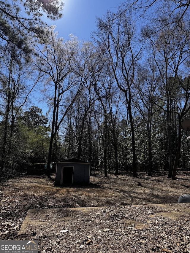 view of yard featuring a shed and an outdoor structure