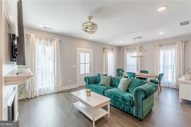 1703 Prospect Way, Conyers, GA 30094 - living room featuring wood finished floors and recessed lighting