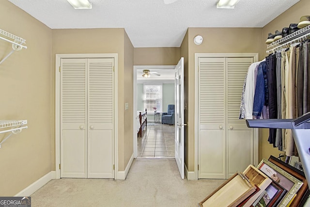 spacious closet with light colored carpet