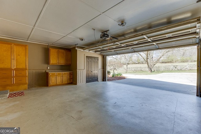 garage with a garage door opener