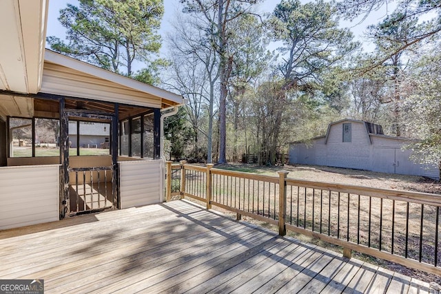 deck with a sunroom