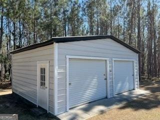 view of detached garage