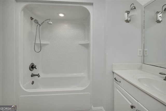 full bath with bathtub / shower combination and vanity