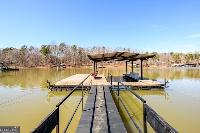 view of dock featuring a water view