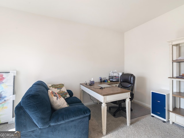 office space featuring carpet flooring and baseboards