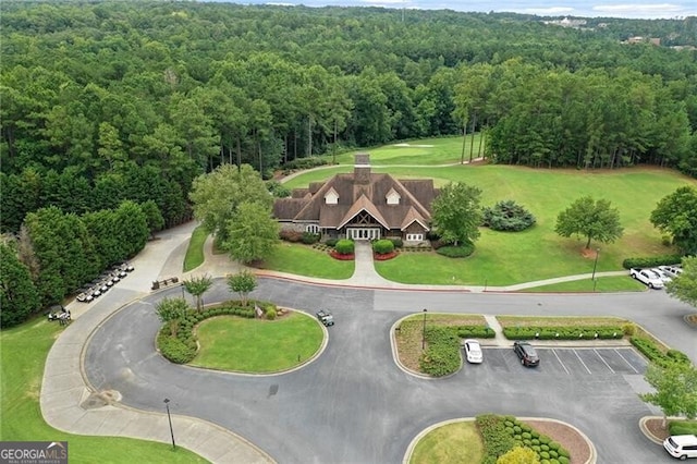 aerial view with a forest view