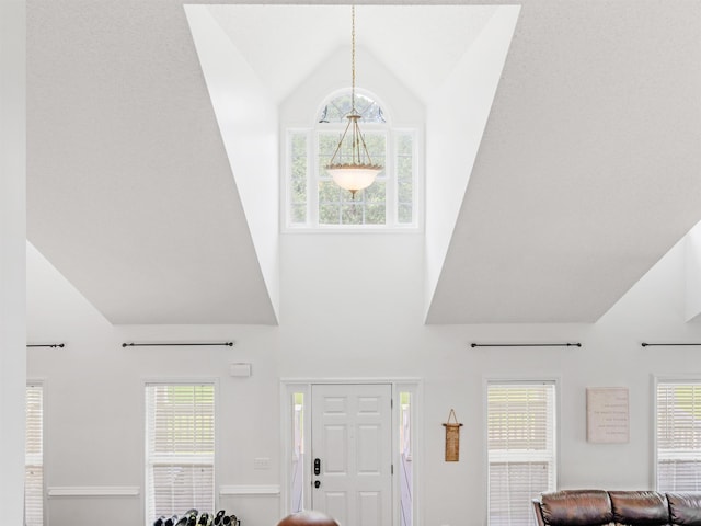 entryway featuring high vaulted ceiling