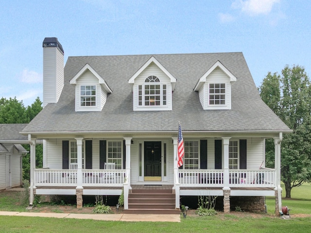 cape cod home with covered porch