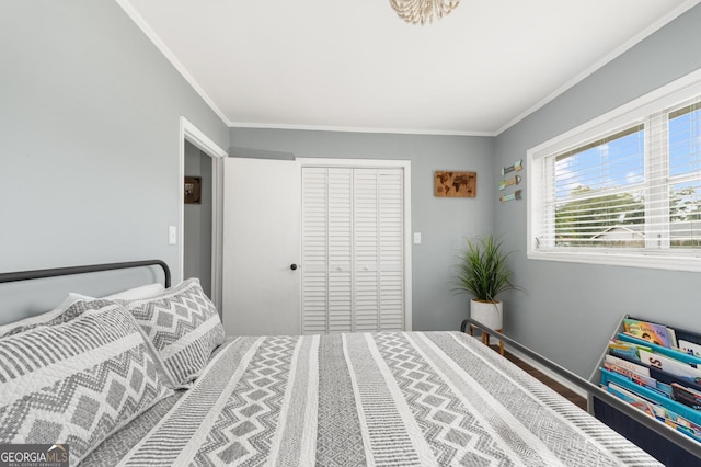 bedroom featuring ornamental molding