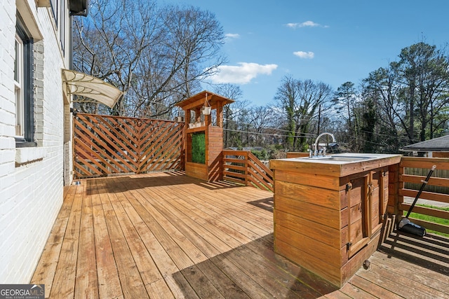 deck with a sink