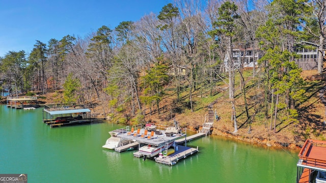 view of dock featuring a water view