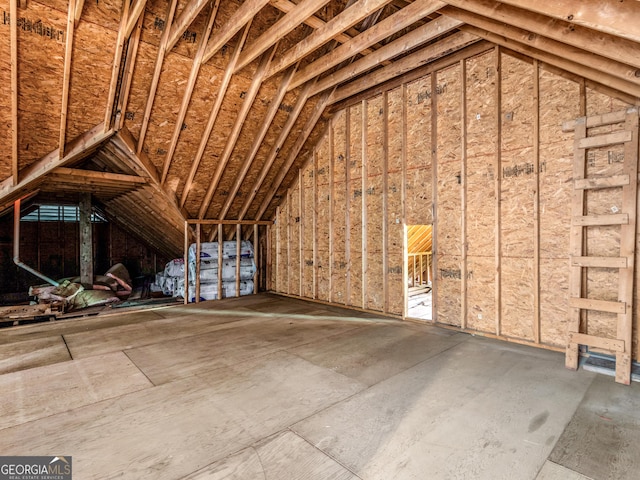 view of unfinished attic