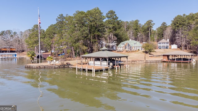 view of dock featuring a water view