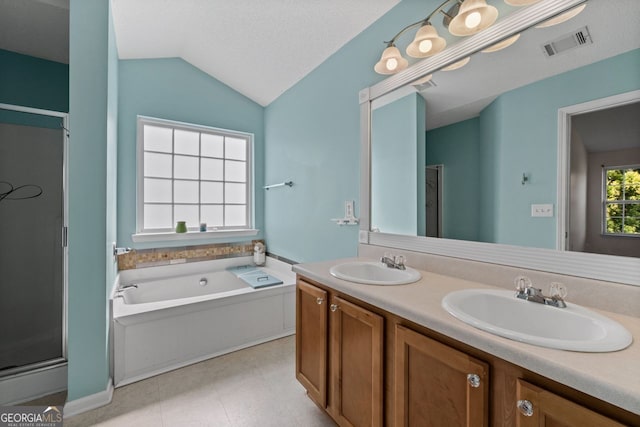 full bathroom featuring a shower stall, visible vents, and a sink