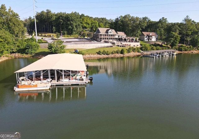 view of dock featuring a water view