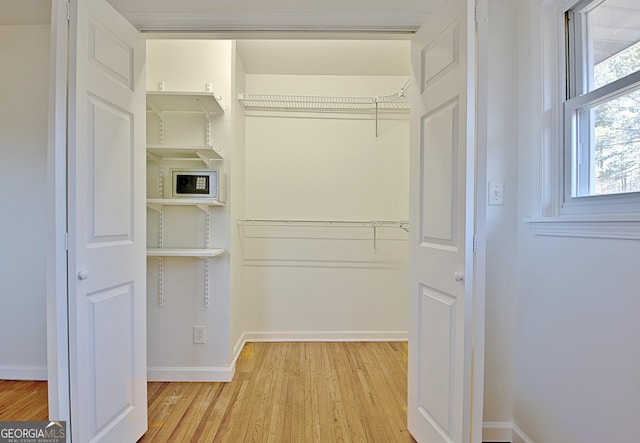 spacious closet featuring light wood finished floors