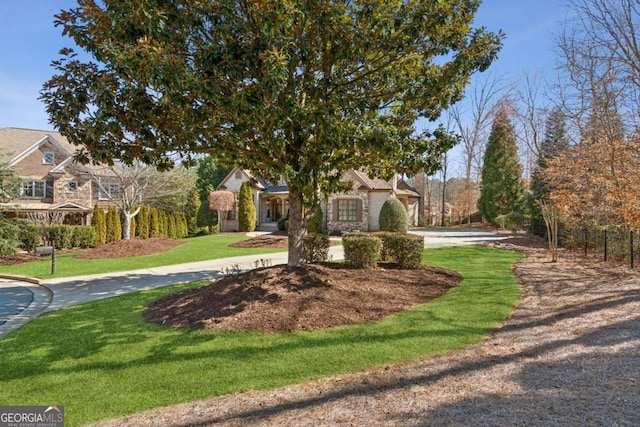 view of property hidden behind natural elements with a front yard