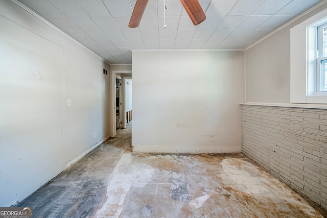 3524 Exeter Ct, Snellville, GA 30039 - empty room featuring crown molding, unfinished concrete flooring, and ceiling fan