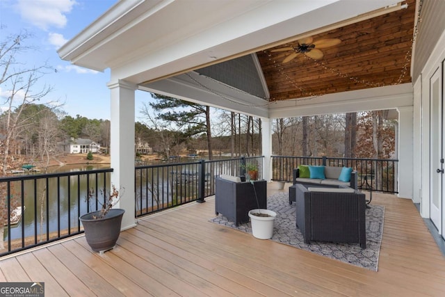 deck with an outdoor living space