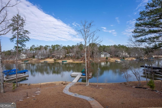 dock area featuring a water view