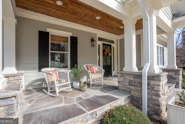 view of patio featuring covered porch