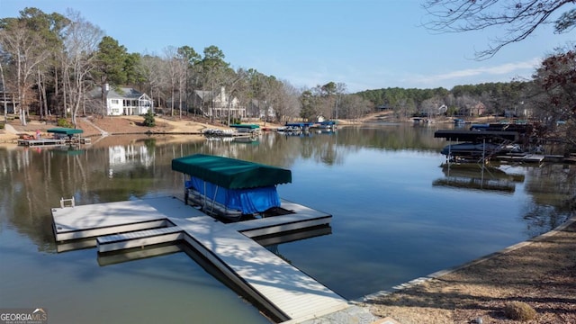 dock area with a water view