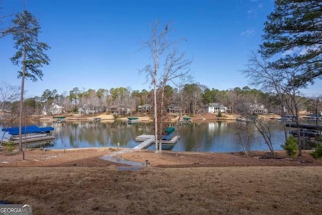 dock area featuring a water view