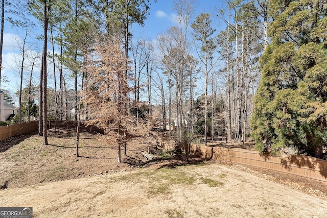 view of yard with fence