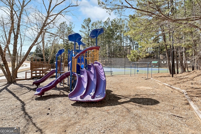 communal playground with fence