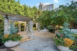 view of patio / terrace featuring a view of city