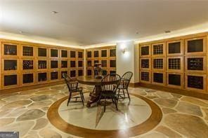 wine cellar featuring stone finish flooring