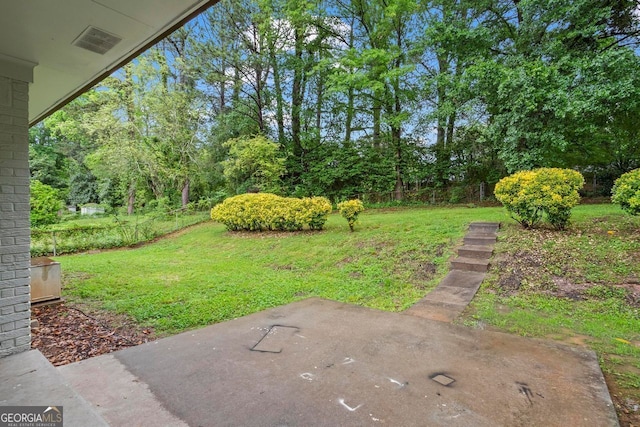 view of yard with visible vents and a patio