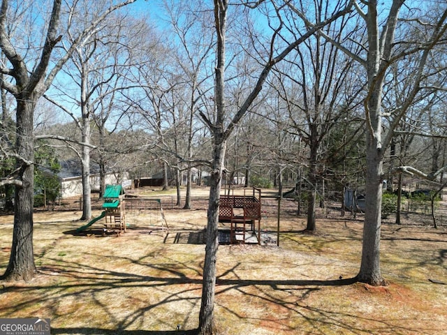 view of yard with a playground