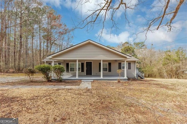 view of front of home featuring covered porch