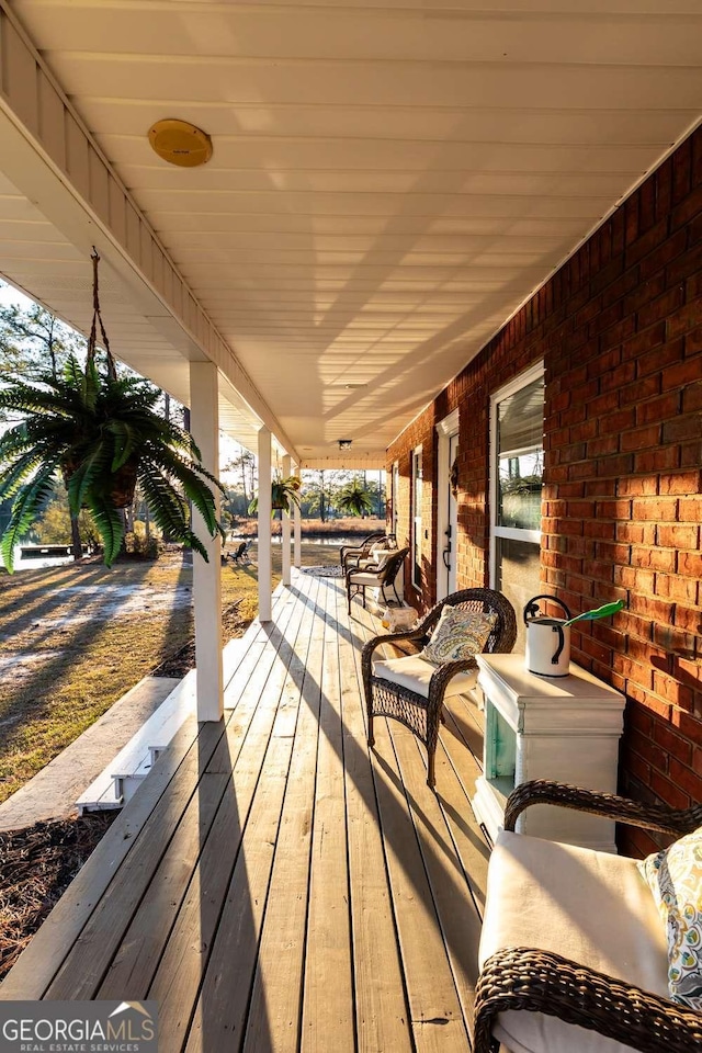 wooden deck with covered porch