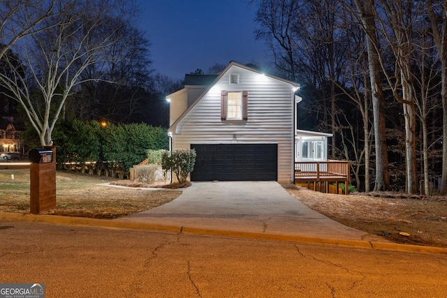 view of front of house with a garage