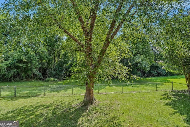 view of yard with a rural view and fence