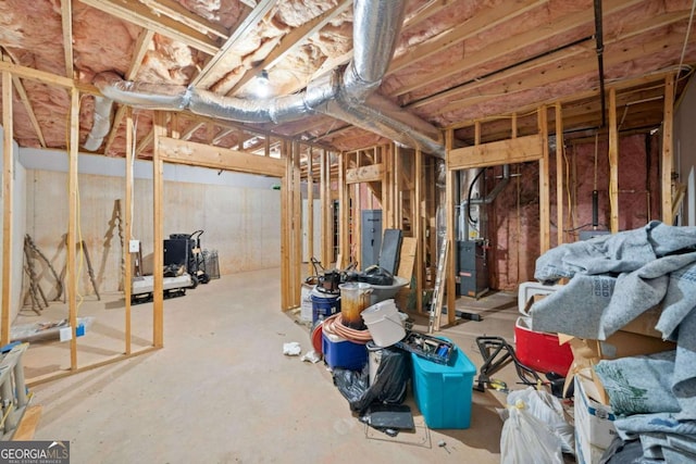 view of unfinished basement