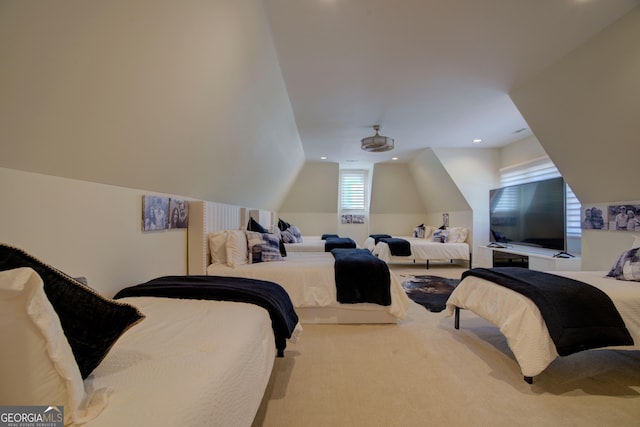 carpeted bedroom featuring recessed lighting