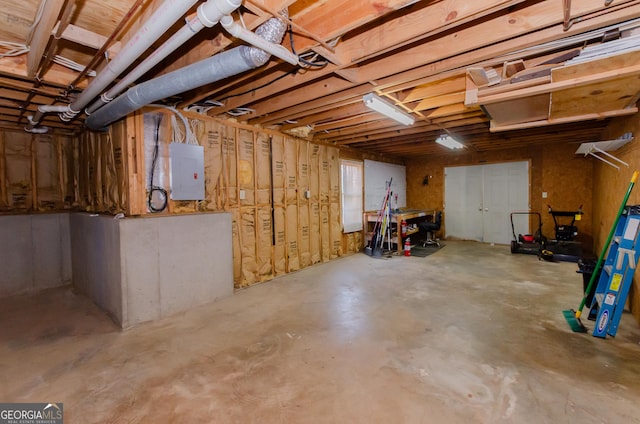 basement with electric panel