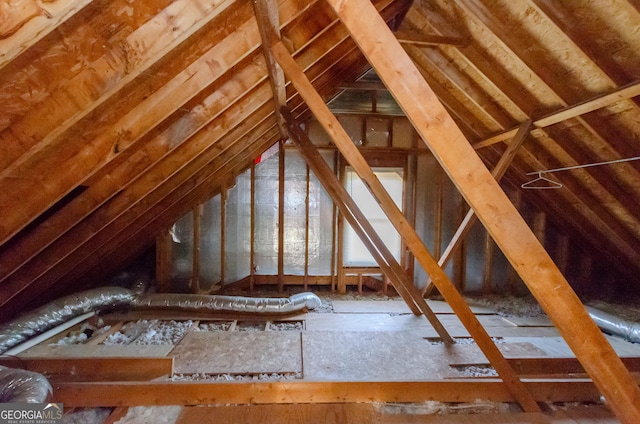 view of unfinished attic