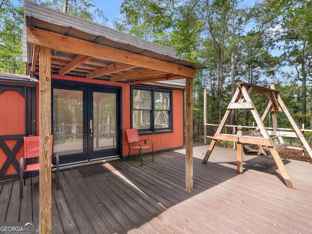 deck featuring french doors