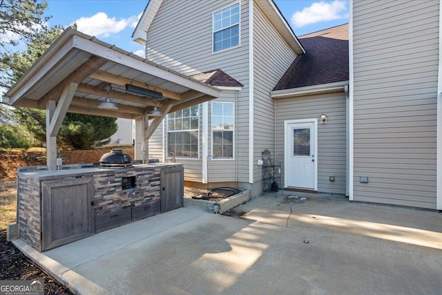 view of patio / terrace featuring grilling area and an outdoor kitchen